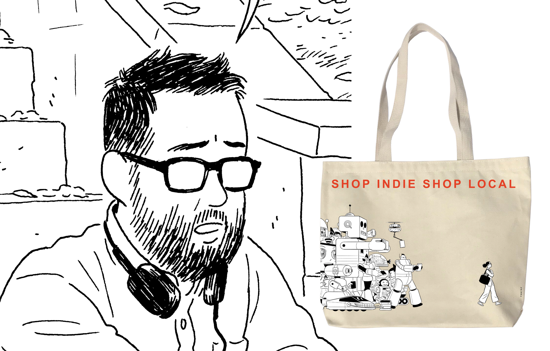 Adrian Tomine and exclusive Indie Bookstore Day tote